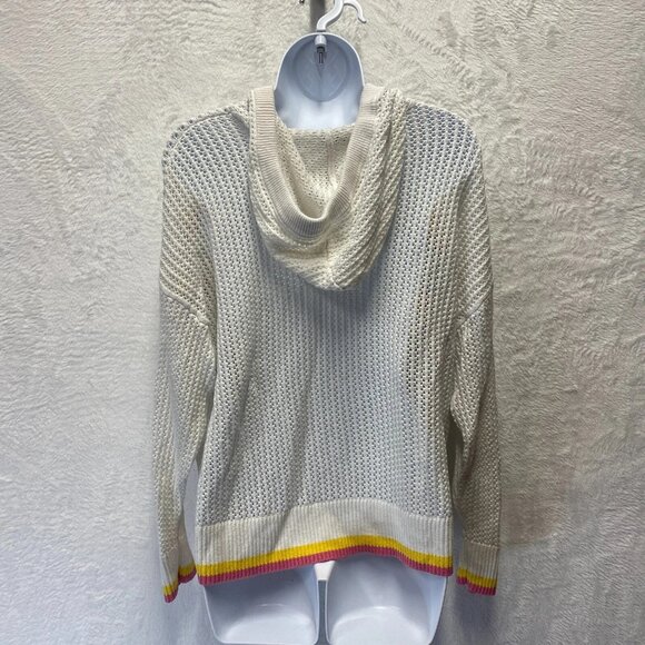 Torrid Pointelle Boxy Hoodie Sz 0 Large Colorful Stripe Cotton Pullover Beach - Picture 3 of 10